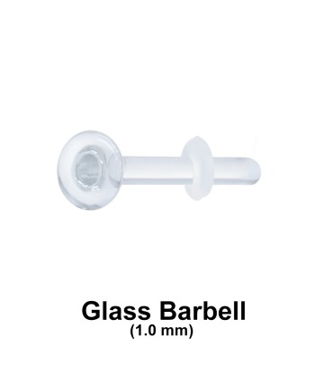 1 mm Glass Piercing Straight Bar with Clear O-ring